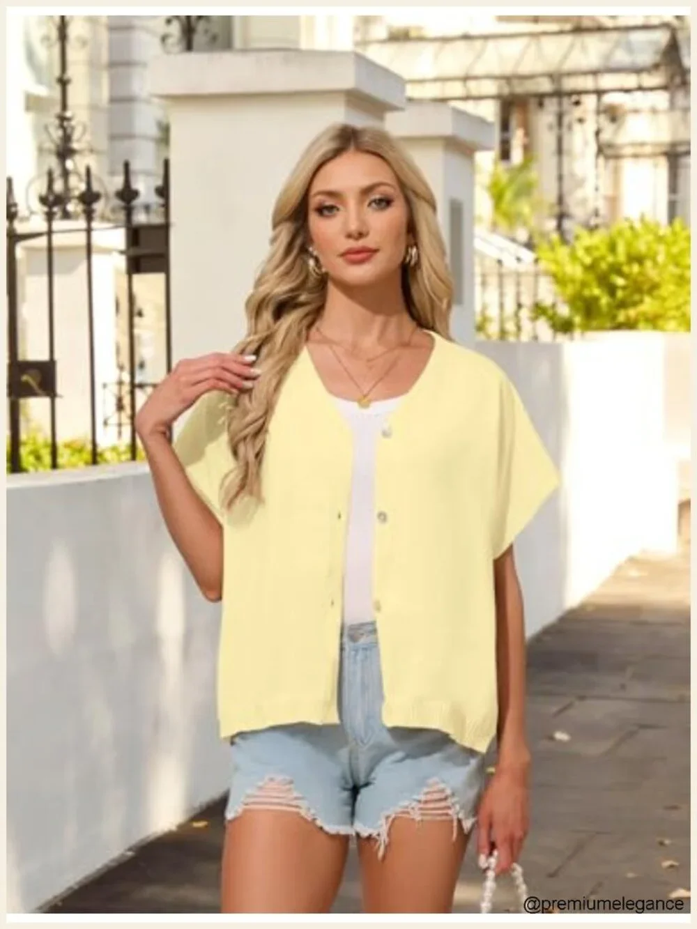 Oversized Batwing Short Sleeve Cardigan V-Neck Knit Lightweight Summer